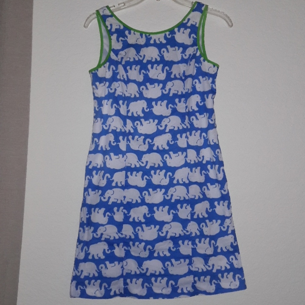 Lilly Pulitzer Blue and White Elephant Print Midi Dress